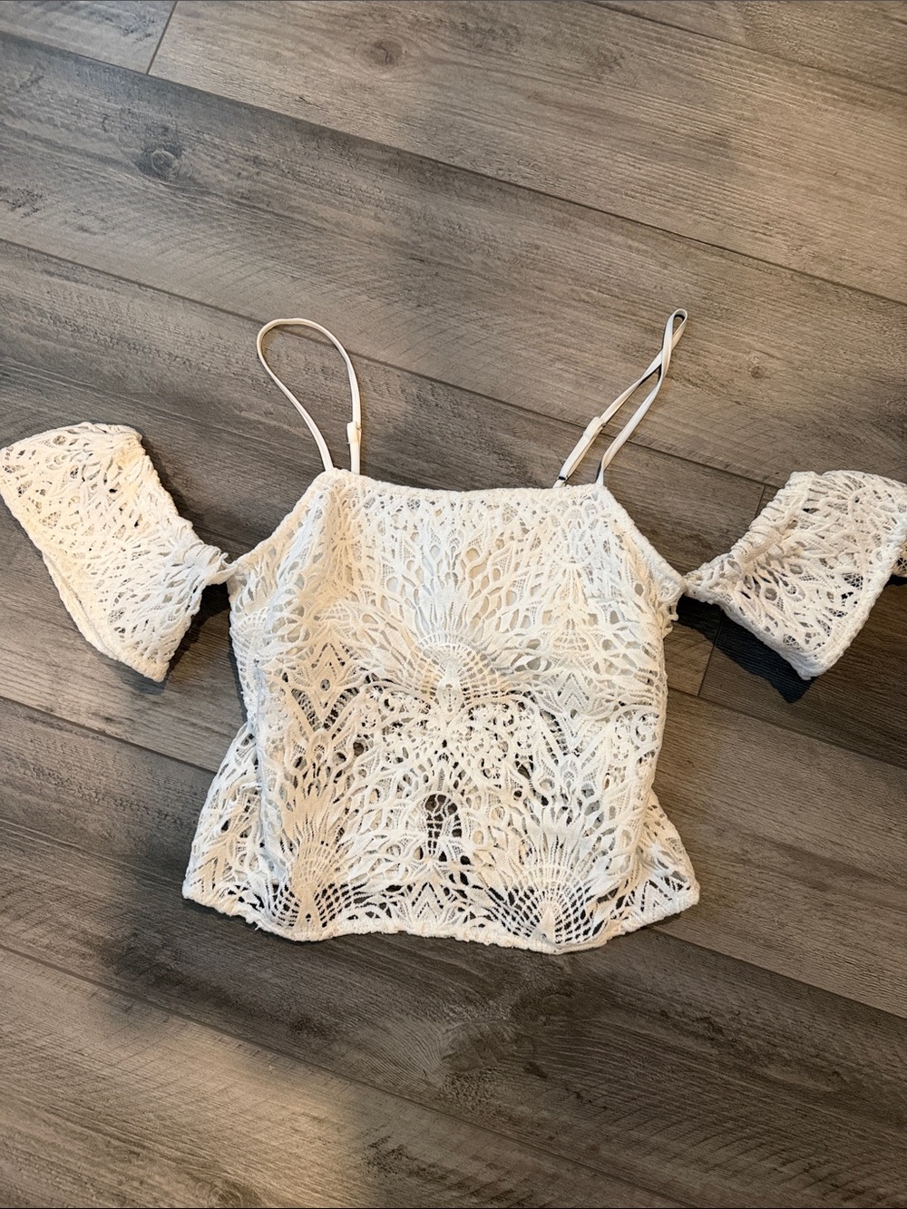 VENUS White Crochet Cold-Shoulder Camisole